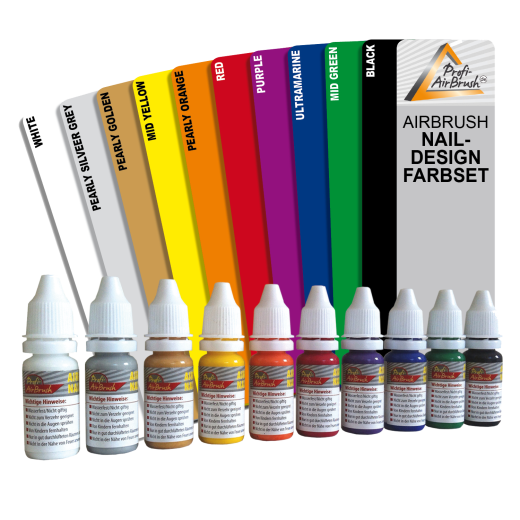 Airbrush Farben 10er Set für Fingernägel