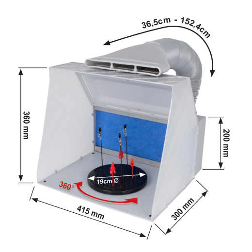 Profi-AirBrush Absauganlage für Farbnebel HOBBY 2, mit LED