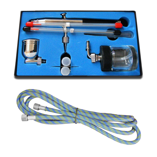 Profi-AirBrush Ultimate mit Airbrushpistole Double Action Gun 134s, Airbrushpistole Single Action Gun 138, Schlauch und Adapter