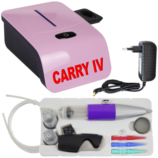 Profi-AirBrush Set Carry IV-TC pink mit TORTEN-DECO-Airbrush Set