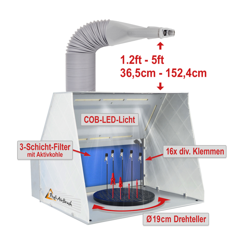 Profi-AirBrush Absauganlage für Farbnebel HOBBY 2, mit LED