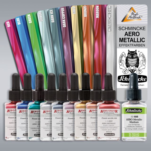 Aero Color Metallic Effekt Farben 10er Set Schmincke