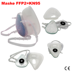 Mehrfach-Maske - klein FFP2/KN 95 aus Silikon mit austauschbarem 5-fach Filter, ohne Ventil und 10 Stck Ersatzfilter
